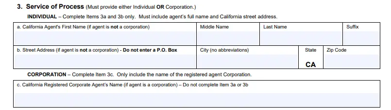 California Service of Process Application