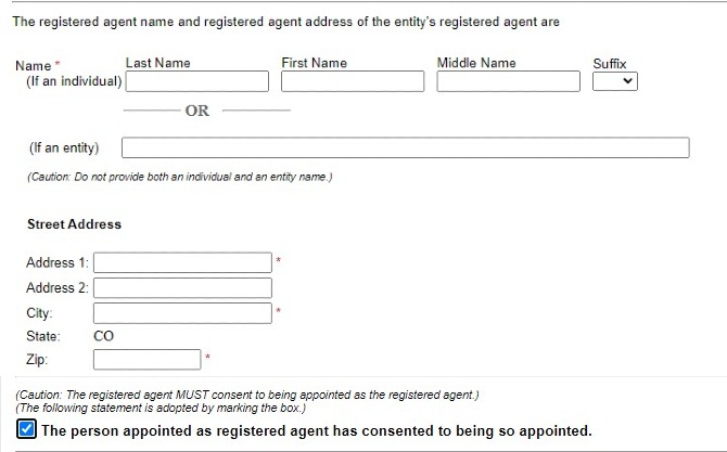 Colorado registered agent & consent