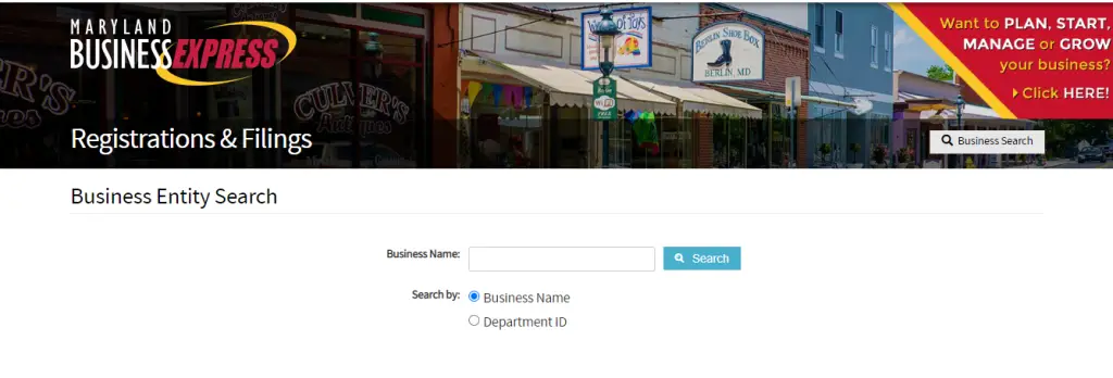 Maryland Business Entity Search Tool