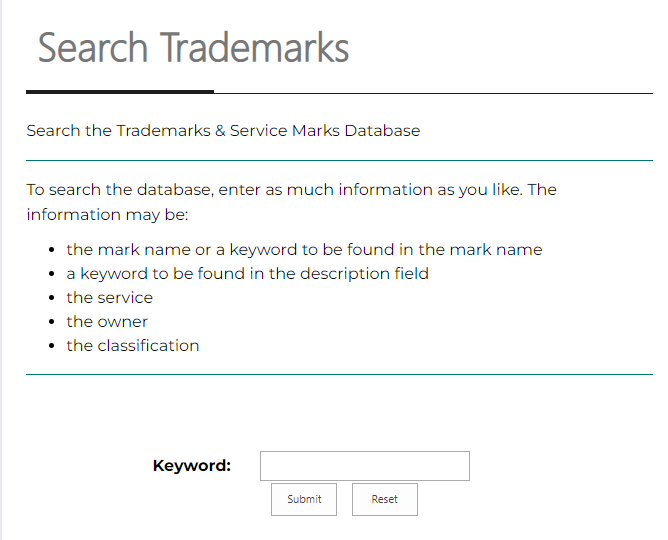 Maryland Trademark Search
