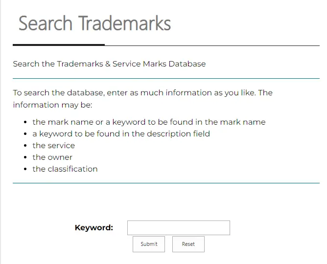 Maryland Trademark Search