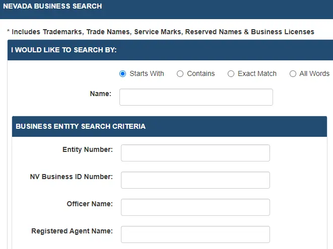 Nevada business entity search