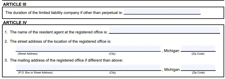 articles of organisation Michigan