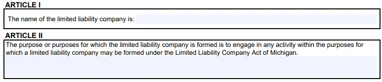 articles of organisation Michigan