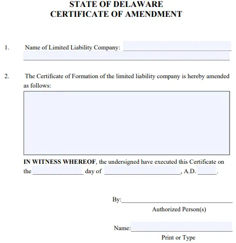 certificate of amendment