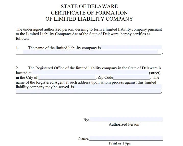 delaware llc-certificate of formation