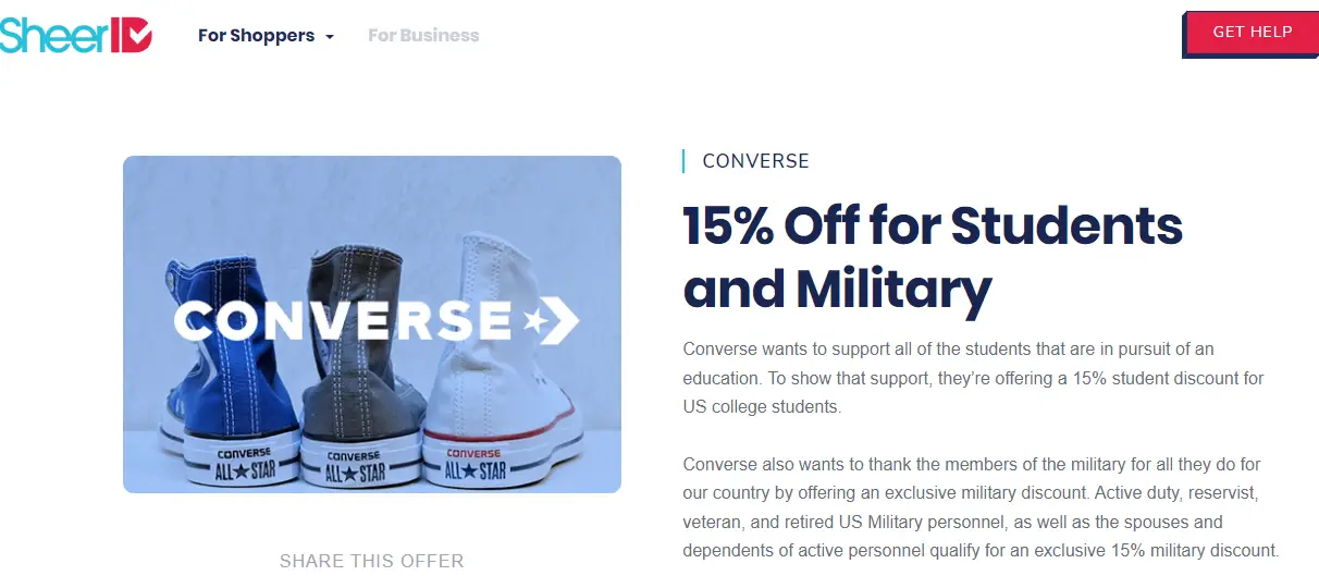 Converse hot sale student discount